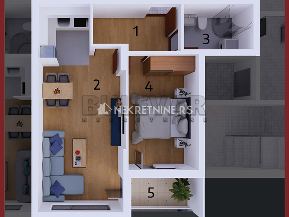 2,0 stan , centar, 50 m2, I  sprat, cg.