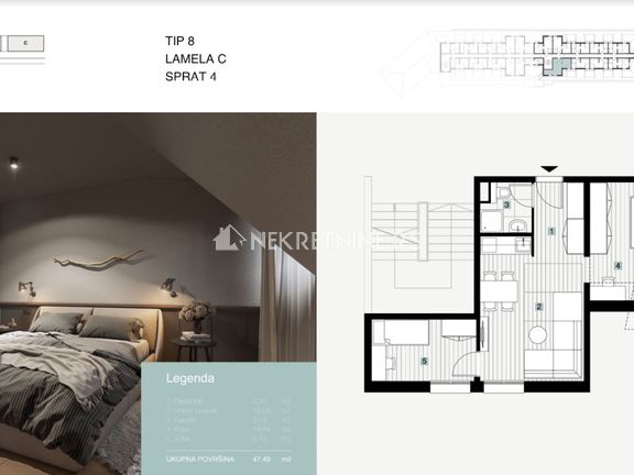 Apartman Tip 8 ( 47,49 m2) cena 96.900 eur